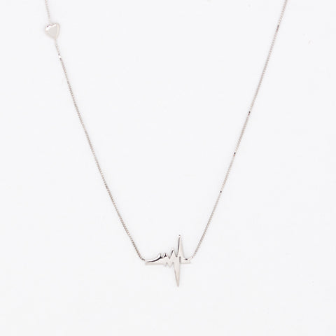 14 Kt White Gold Heartbeat Necklace