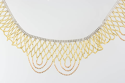 14 Kt Gold Two-Tone Lace Necklace