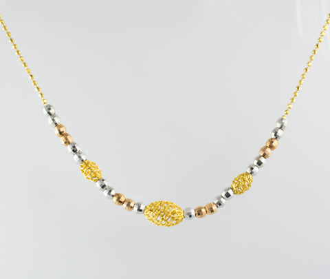 14 Kt Tri-Color Gold Balls Necklace