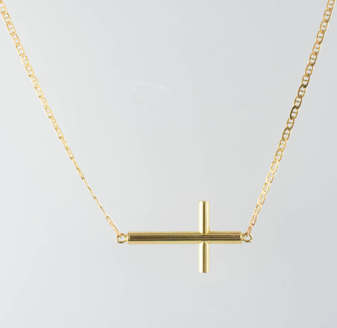 14 Kt Yellow Gold Cross Necklace