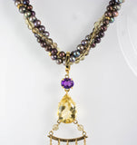 14 Kt Yellow Gold & Multicolor Freshwater Pearl Necklace