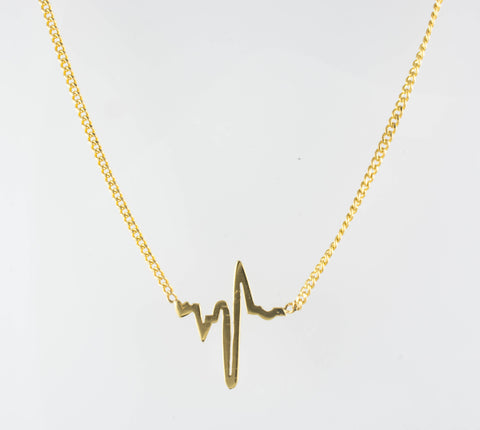 14 Kt Yellow Gold Heartbeat Necklace