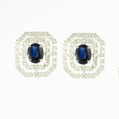14 Kt White Gold Sapphire & Diamond Ladies' Earrings