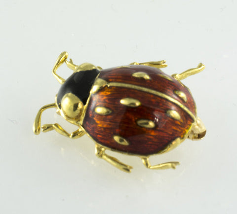 14 Kt Yellow Gold Ladybug Brooch