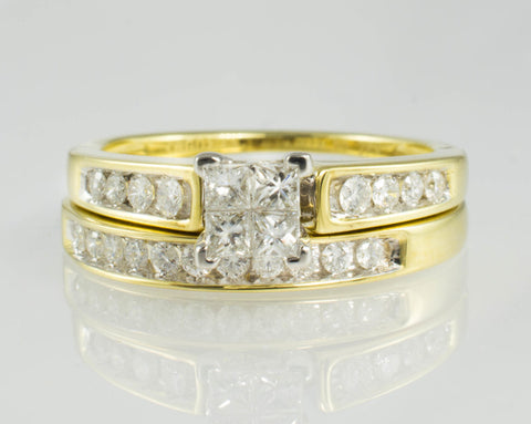14 Kt Yellow Gold Diamond Ring Set
